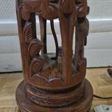 Carved rosewood lamp base