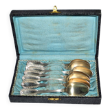 Set of 6 silver-plated coffee spoons Goldsmith Boulenger tulip frieze decoration 14cm