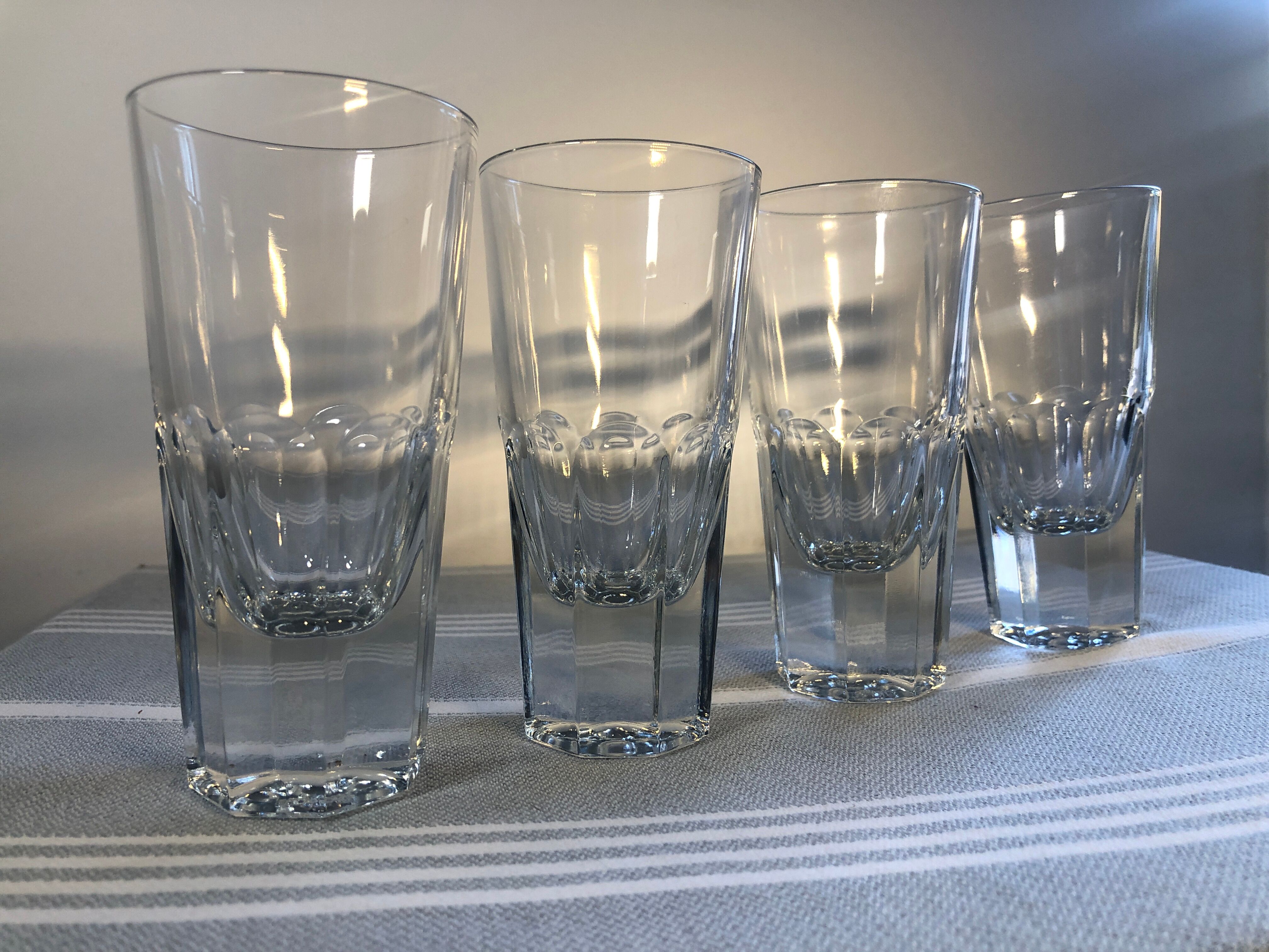 4 vintage cut glass aperitif glasses