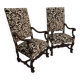 Pair of ceremonial armchairs in blackened oak, France late 18th century.
