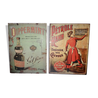 Lot de 2 plaques publicitaires en tôle