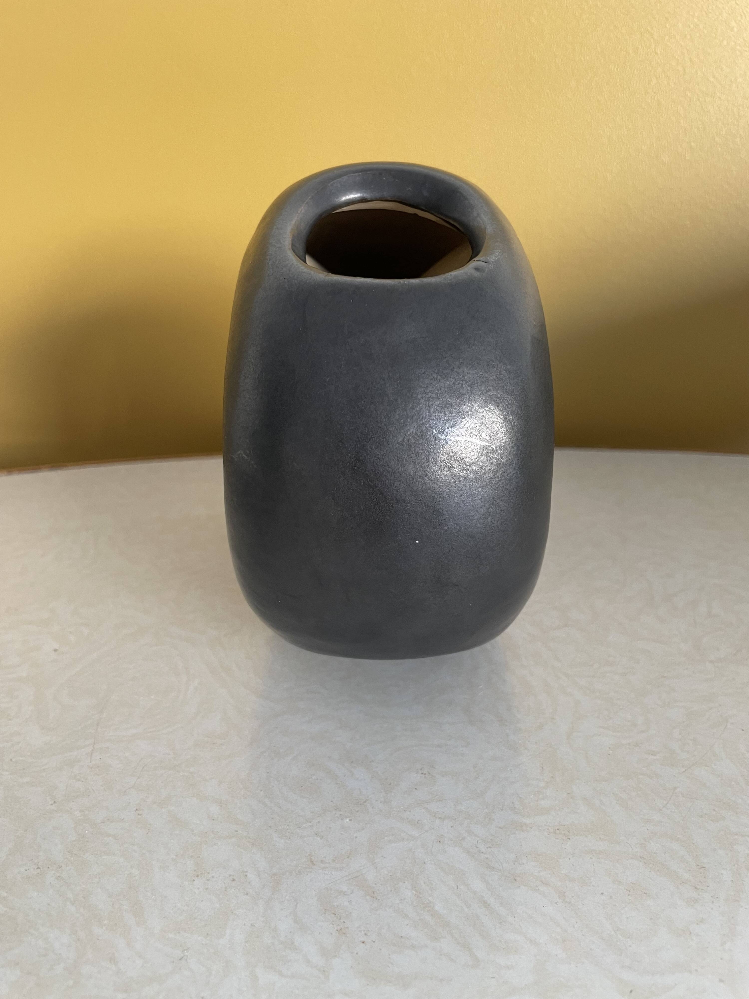Matte black ceramic vase
