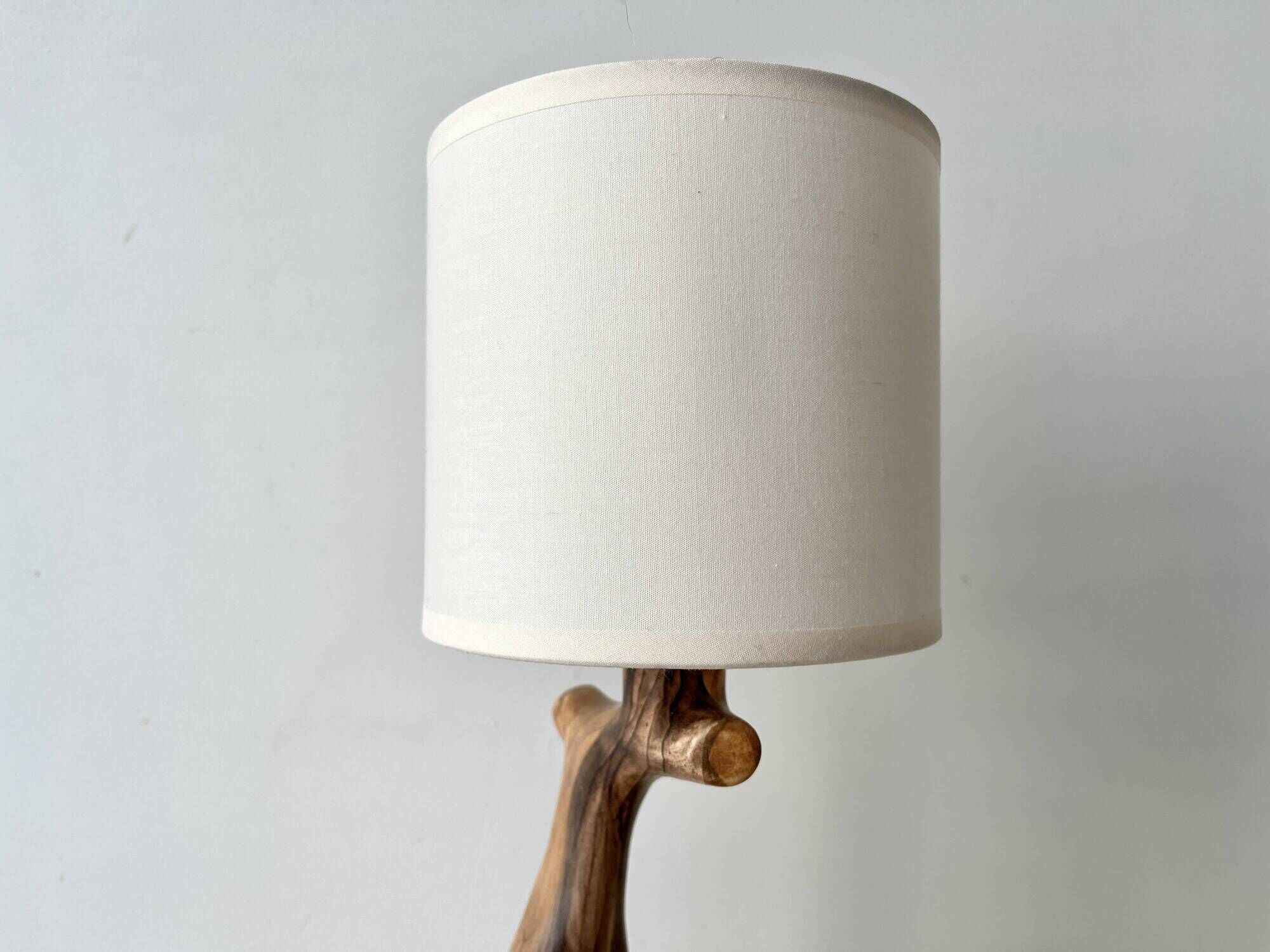 Vallauris lamp by Grandjean Jourdan 1950, vintage faux bois ceramic