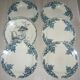 Set of 6 antique earthenware plates with blue and white decoration