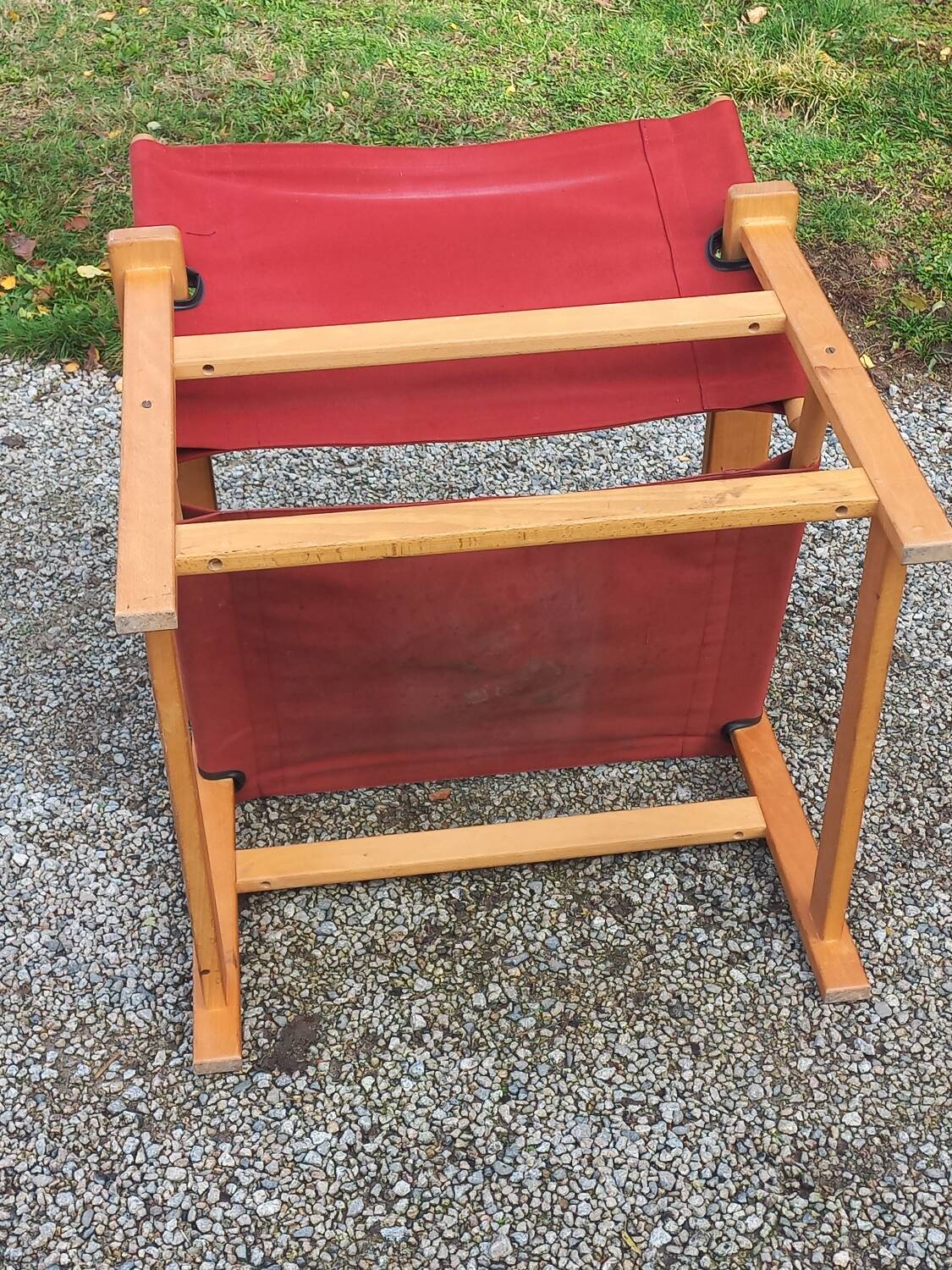 Safari armchair in beech and cotton canvas
