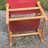 Safari armchair in beech and cotton canvas
