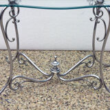 Table basse à deux niveaux du milieu du siècle en laiton et cristal chromés