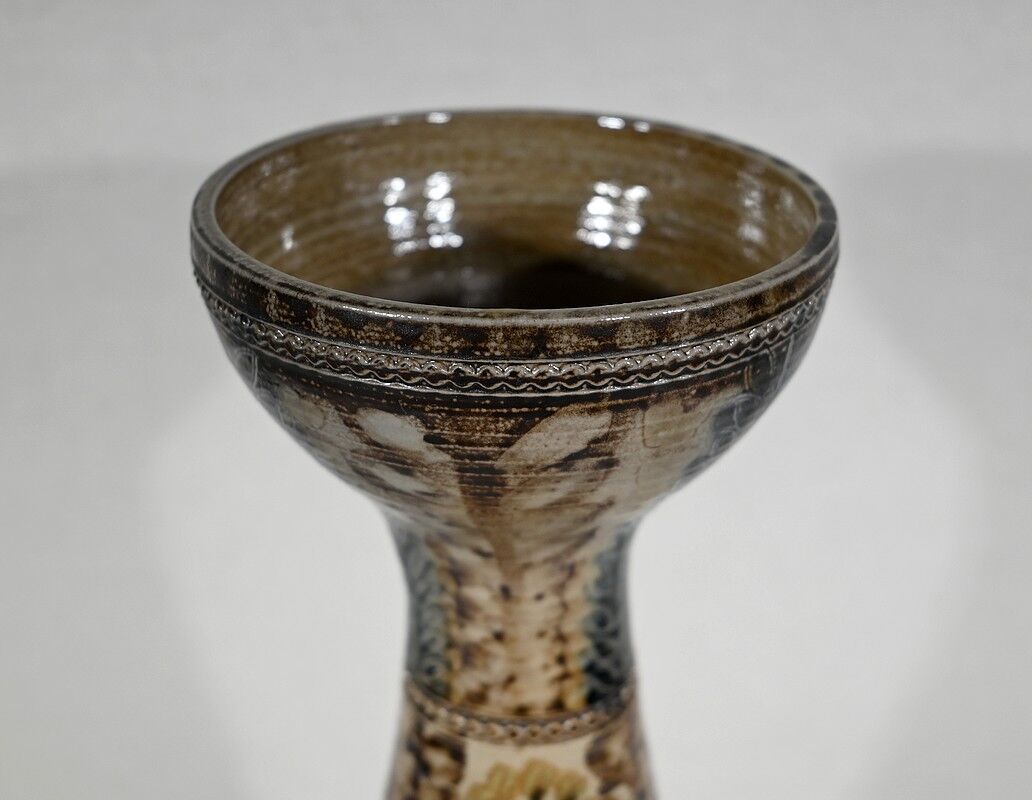 Vase in Salt Sandstone, signed J-C. Courjault for Keraluc Quimper - 1960