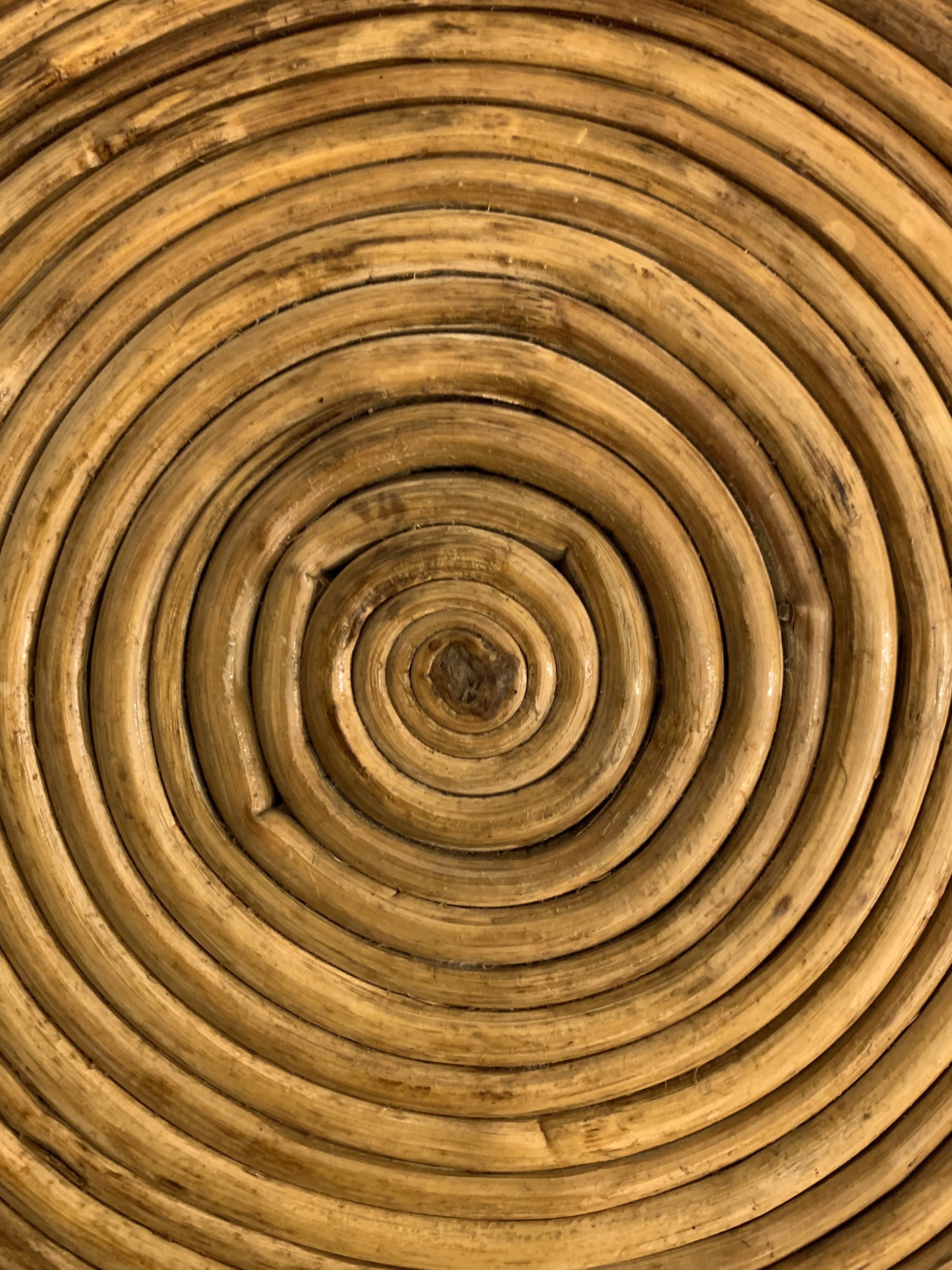 Round rattan and brass underside, 1960