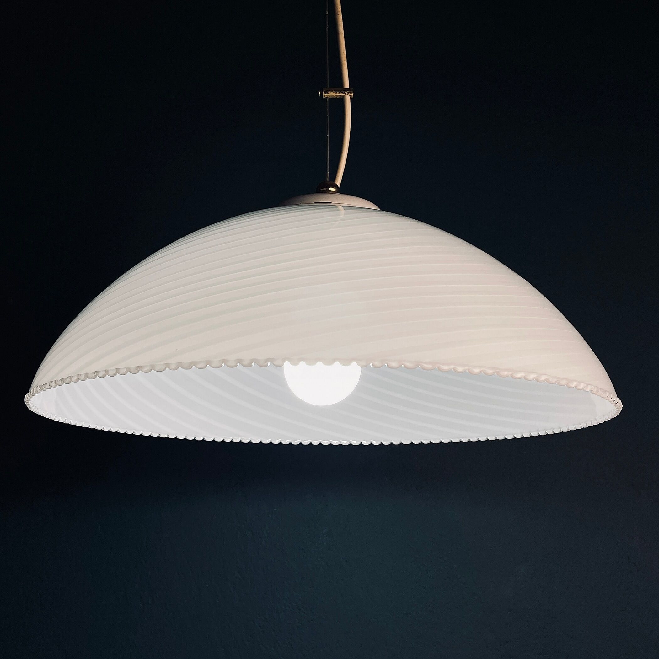 Vintage swirl murano glass pendant lamp Italy 1970s