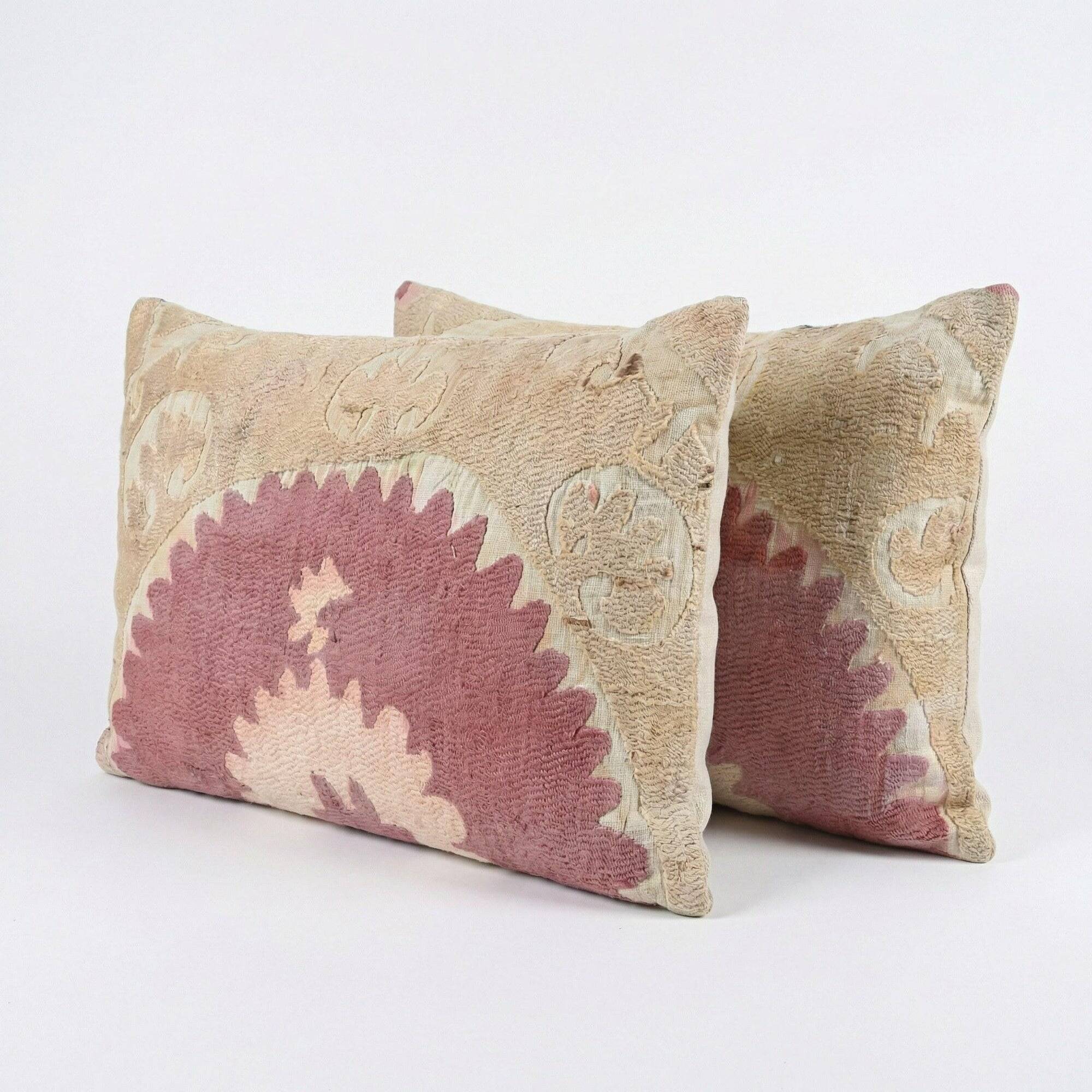 Set of 2 vintage embroidered cushion covers 36x56 cm