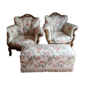 Pair of armchairs and seat Louis XV style