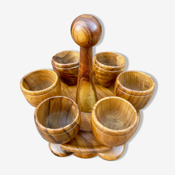 Servant 6 coquetiers in olive wood