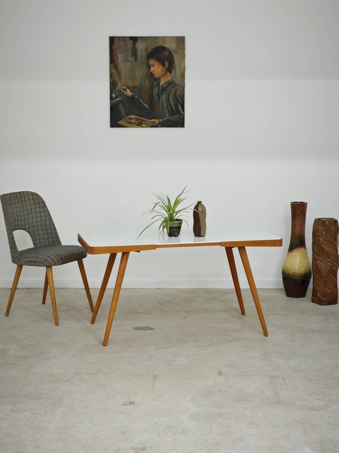 White opaxit coffee table by Jiri Jiroutek for Cesky Nabytek 1960