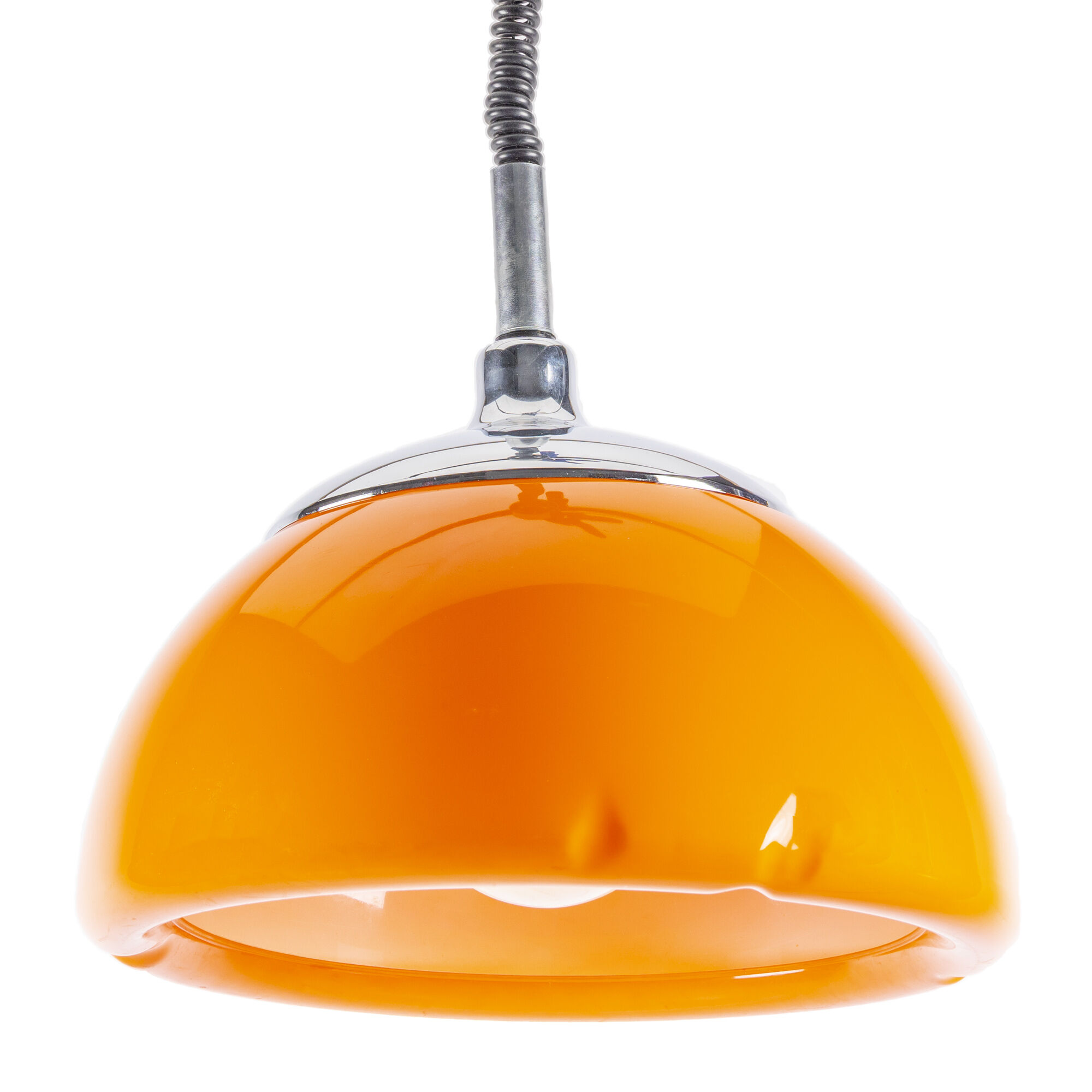 Orange and chrome space age pendant lamp