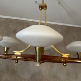Vintage brass and opaline chandelier