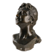 Ancient sculpture of a young woman's face in bronze, 19th-20th century.