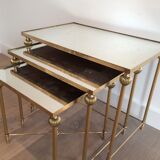 Pull-out tables brass Suite. Around 1940.