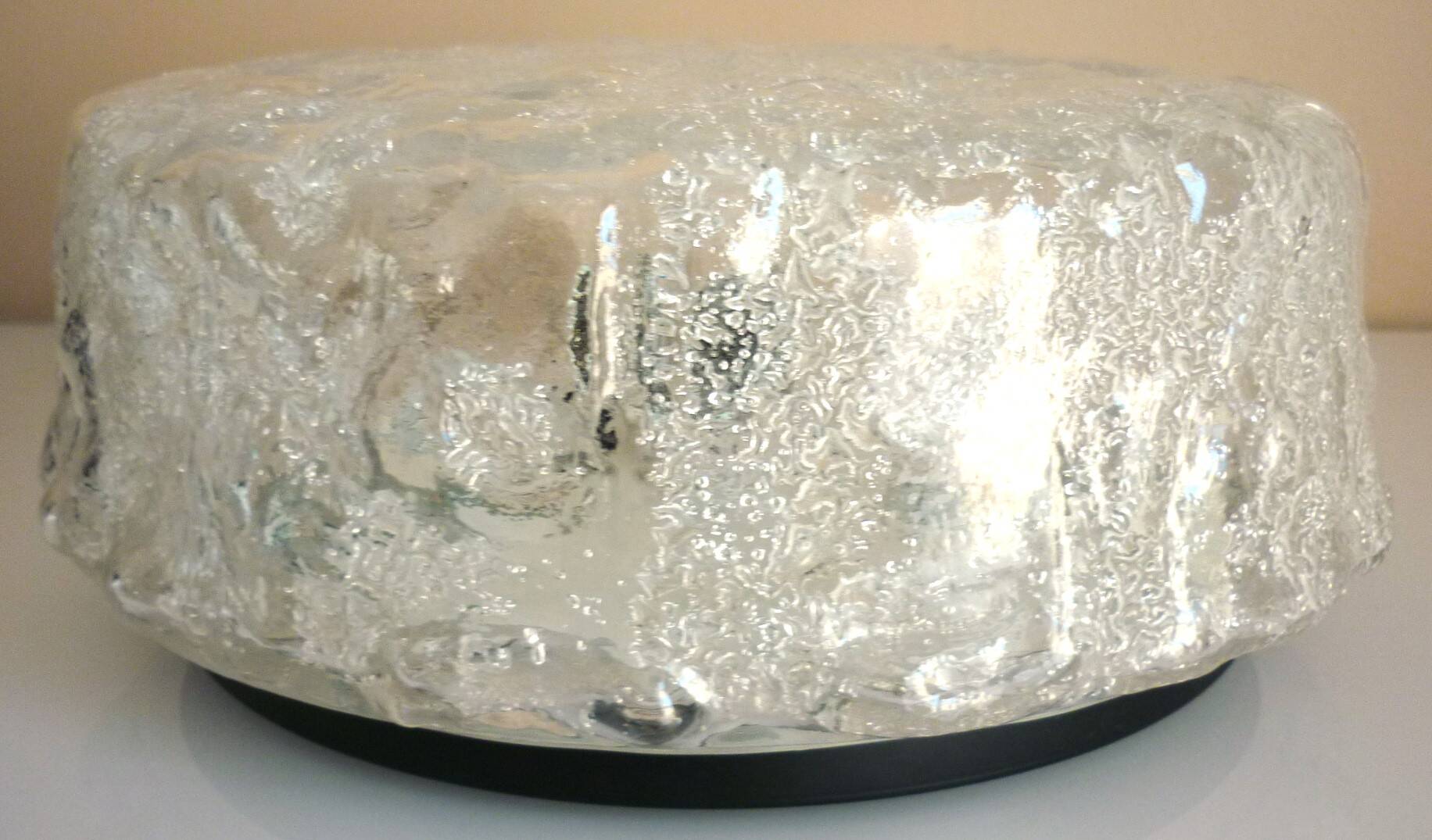 Applique, plafonnier, verre givré, glacé, design années 60/70, Limburg Glashütte