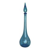 Grande bouteille Empoli (66cm) vintage 1960 verre teinté bleu carafe Murano