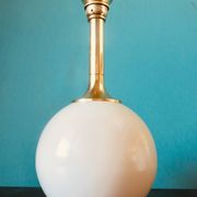 Pair of bedside lamps in brass and ecru lacquered metal, Denmark 1960