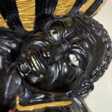 Pair of Moorish vasque holders, lacquered and gilded Venetian sculptures, circa 1880.