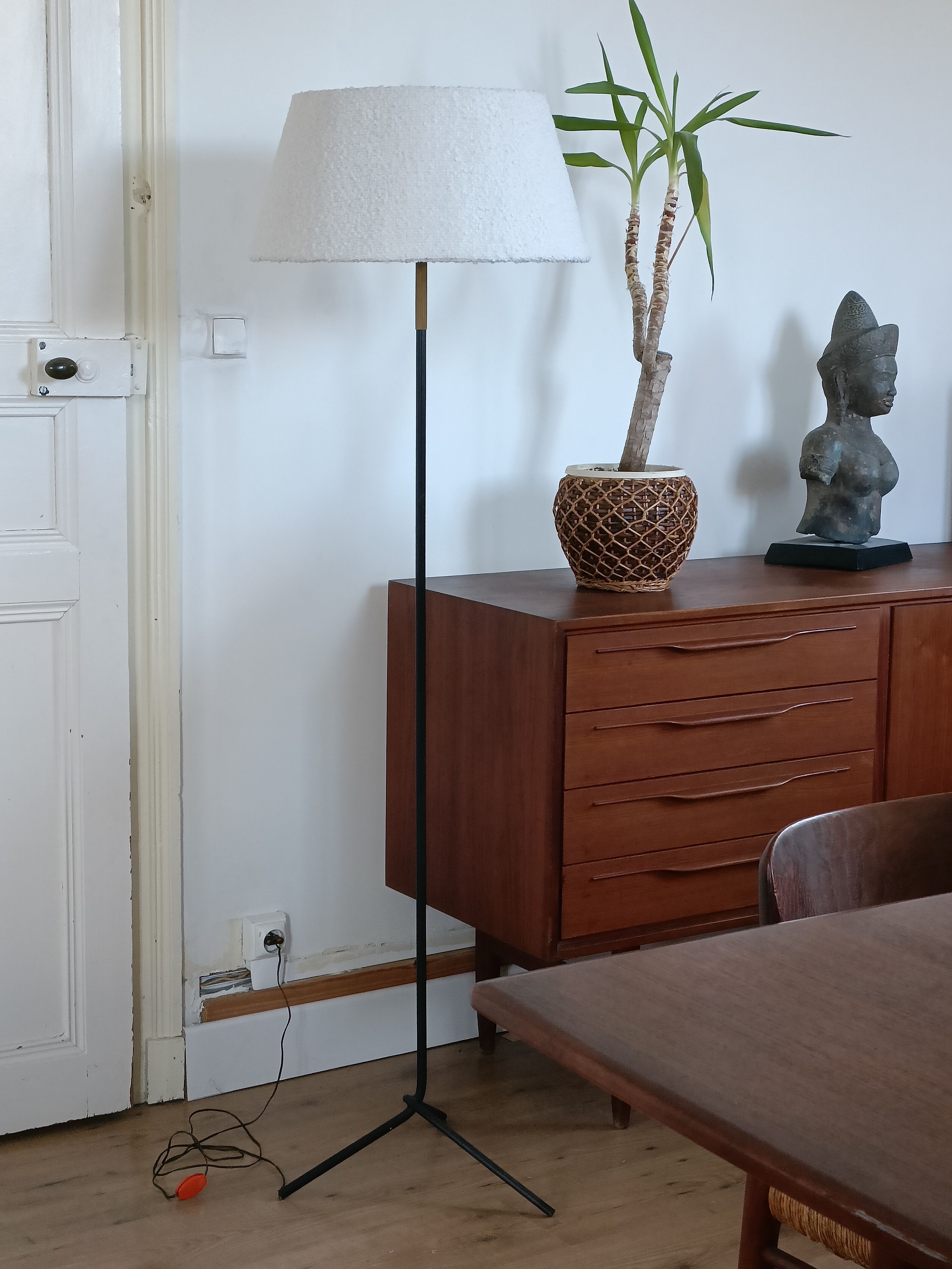 Tripod floor lamp 50s lampshade wool buckle