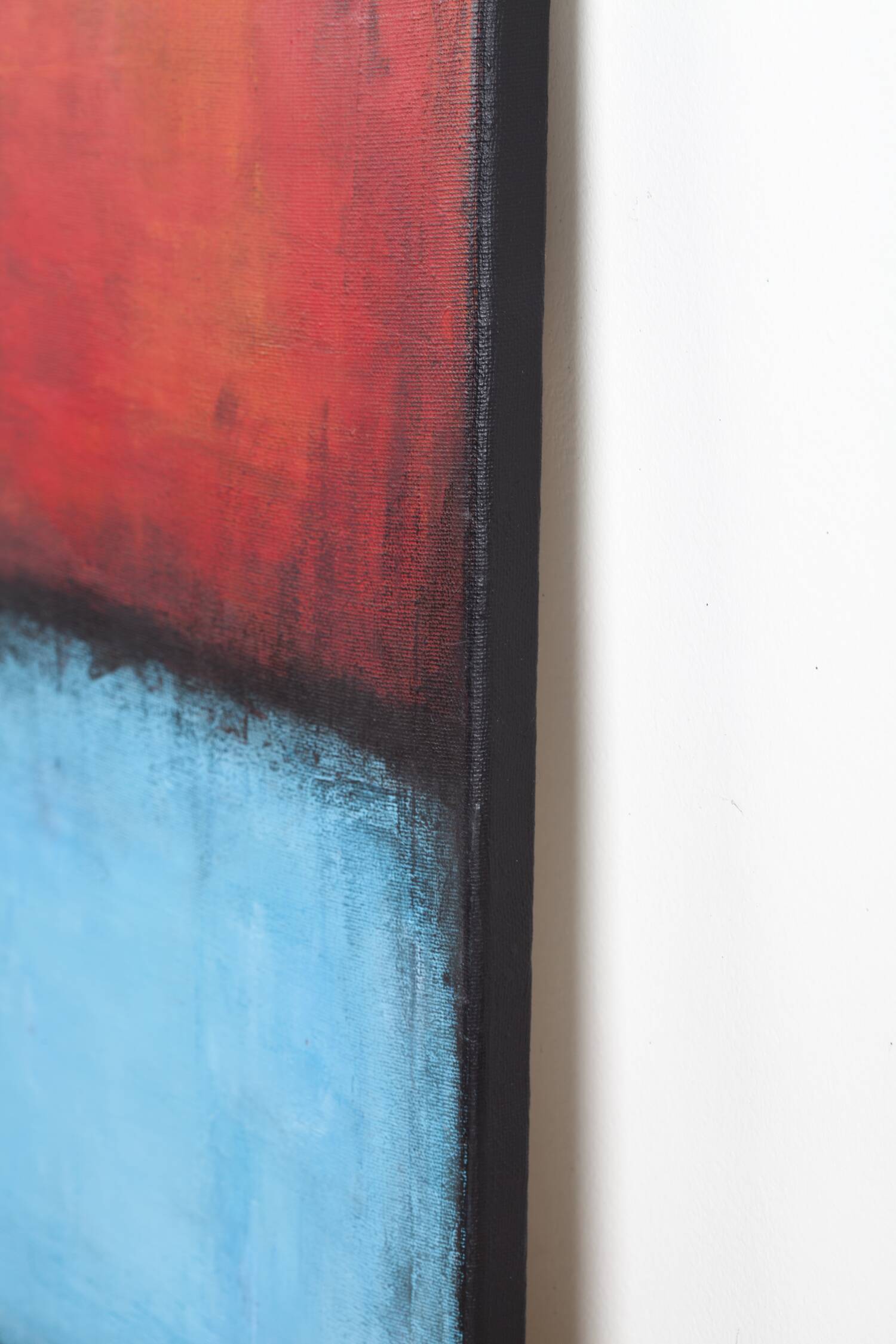 Red and Blue original minimalist abstract modern painting on stretched canv