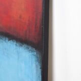 Red and Blue original minimalist abstract modern painting on stretched canv