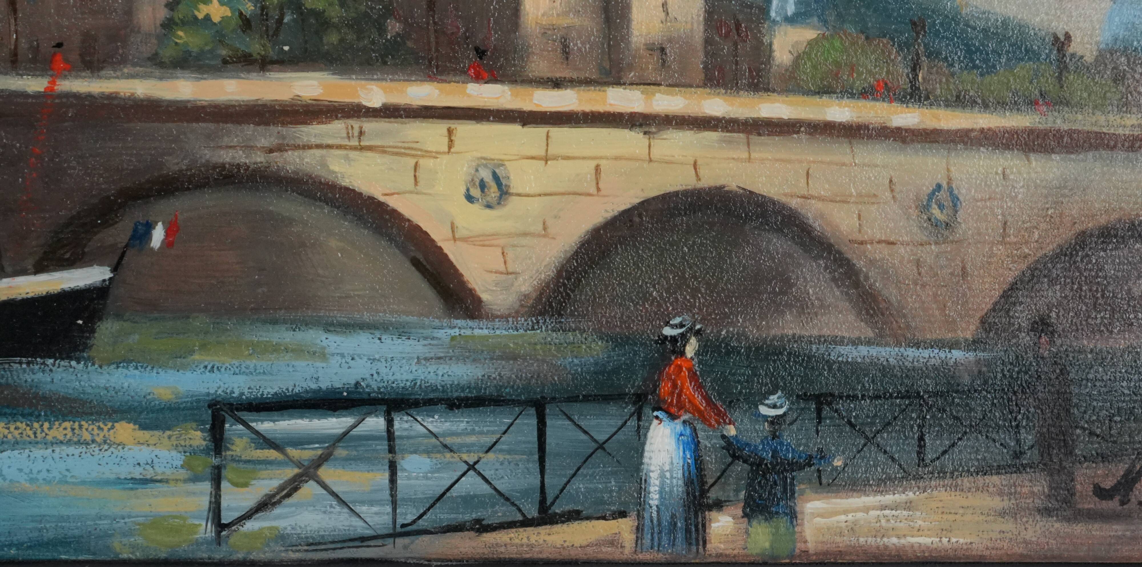 Michel PABOIS : Bateau de la Conciergerie, huile sur toile sur toile signée