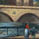 Michel PABOIS : Bateau de la Conciergerie, huile sur toile sur toile signée