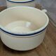 Set of 7 vintage cups Moulin des Loups – Blue and ochre trim, retro charm