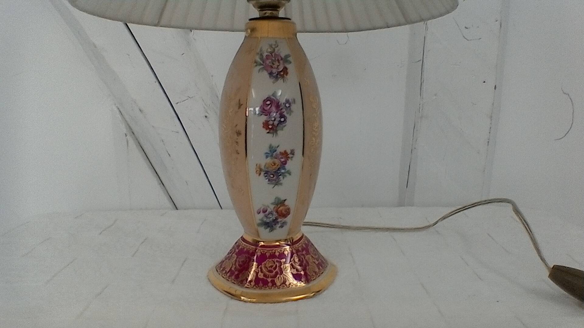 Porcelain bedside lamp, vintage.