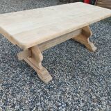 Solid oak monastery table with two extensions