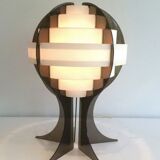 Modernist lamp in plexiglass and white plastic strips