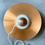 Scandinavian suspension lamp in copper and opaline glass, Bent Karlby for Lyfa, Denmark, 1960s