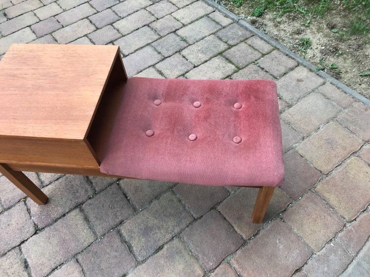 Mid-century teak telephone bench, 1960s