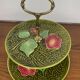 2-tiered majolica server/tray, Sarreguemines, early 20th century