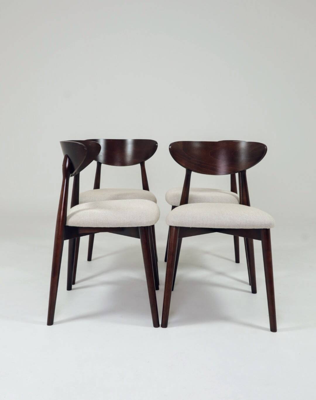 Dining chairs set of 6 heritage herringbone Beige linen