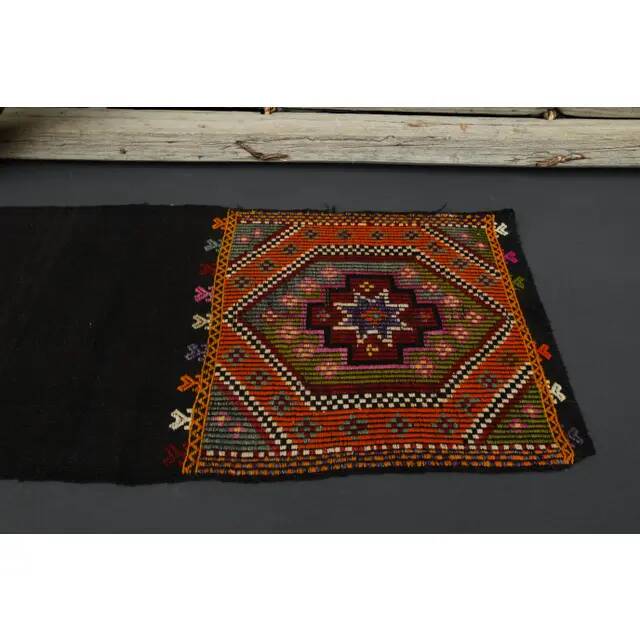 1970s Turkish Oushak Handmade Wool Cotton Brown Runner Rug 50x268