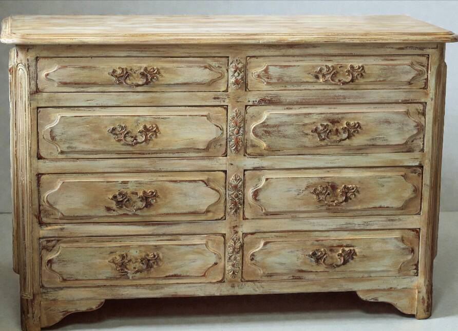 Beige and rust chest of drawers
