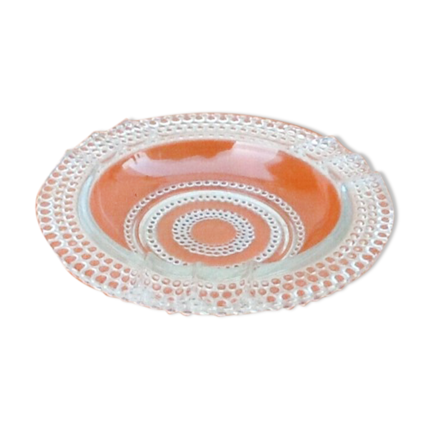 1970s ashtray transparent glass decor pearl tips