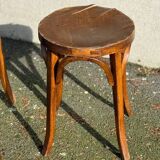 Set of four curved wooden stools stamped Baumann model 92.