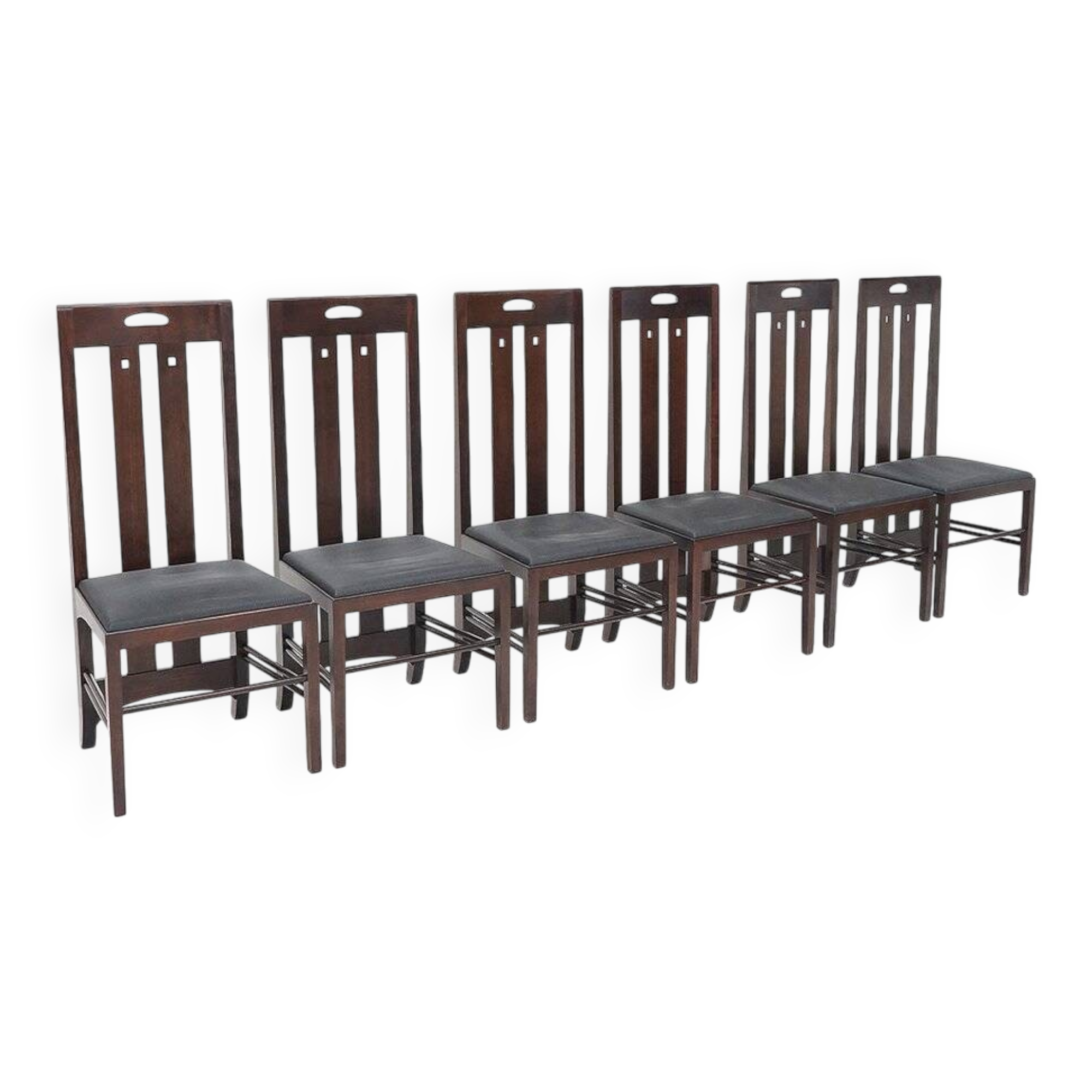 Ingram chairs by Charles Rennie Mackintosh for Cassina, 1980s, set of 6.