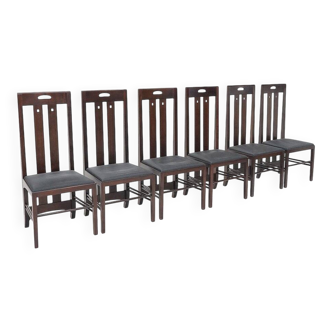 Ingram chairs by Charles Rennie Mackintosh for Cassina, 1980s, set of 6.