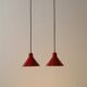 Set of 2 Nordisk Solar Compagni “Super Space” pendant lights, red, small version, Danish modern design, 1970s