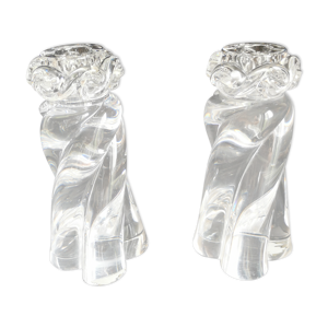 Paire de bougeoirs en cristal de