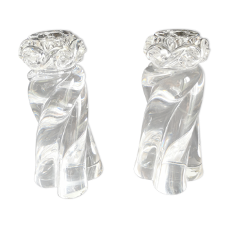Pair of Baccarat crystal candle holders France , model 1952 , XXth