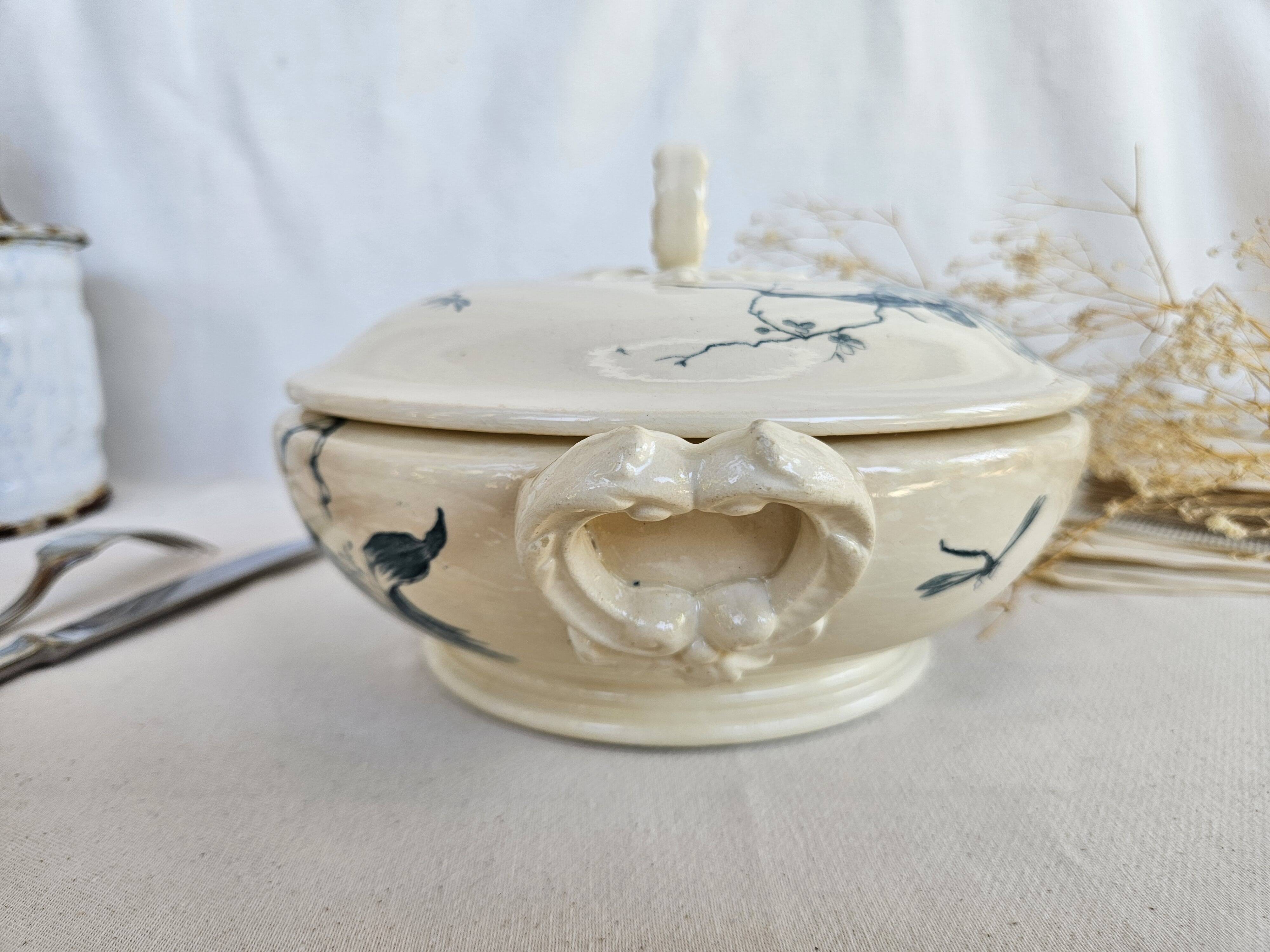 Soupière ancienne Gien Iris Terre de Fer