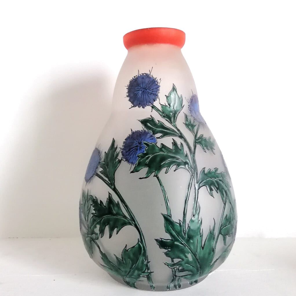 Vase aux chardons Verreries Leune